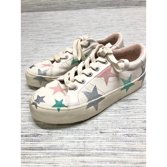 Zara Other - Zara Girls Youth Bamba Glitter Star Vegan Leather Sneakers size 33 EU 1.5 US